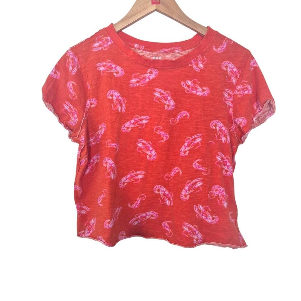 Anthropologie Maeve Red Crawfish Print Top Size Small